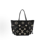 LOUIS VUITTON NEVERFULL MM 颗粒⾯压花  中号 ⿊⾊拼浅驼⾊